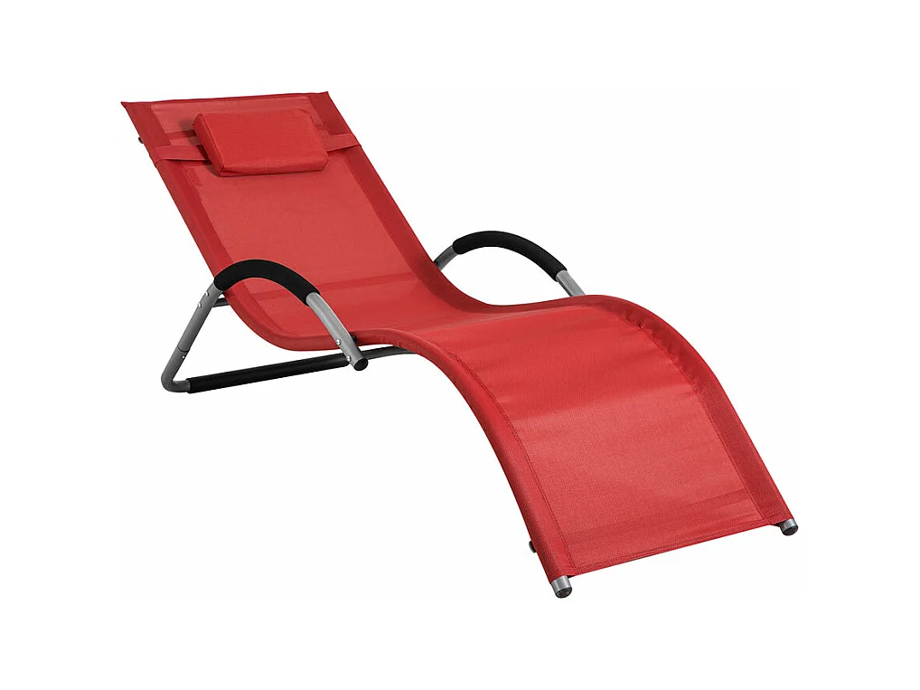 SoBuy OGS38-R Transat de Jardin Chaise Longue Bain de Soleil avec Appui-tête- Charge Max 120 kg, Rouge