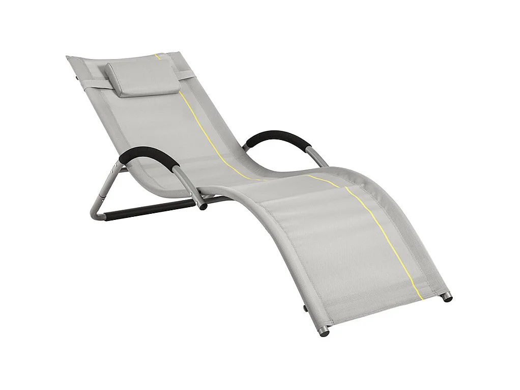 SoBuy OGS38-HG Transat de Jardin Chaise Longue Bain de Soleil avec Appui-tête- Charge Max 120 kg, Gris