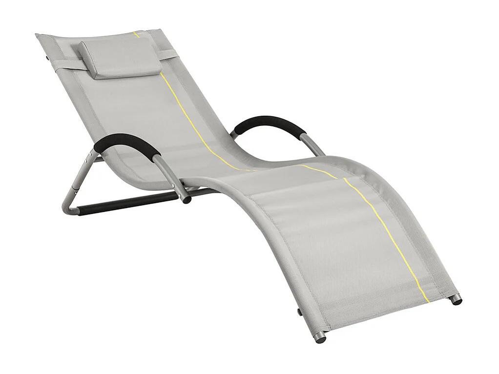 SoBuy OGS38-HG Transat de Jardin Chaise Longue Bain de Soleil avec Appui-tête- Charge Max 120 kg, Gris