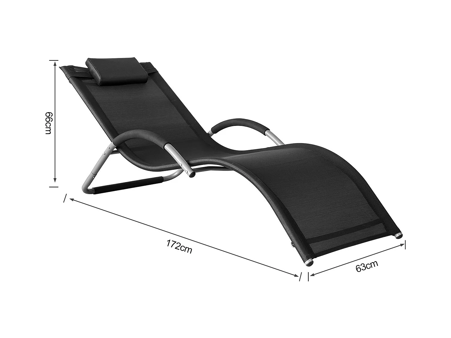 Gartenliege OGS38-SCH 56 x 67 x 165 cm Schwarz