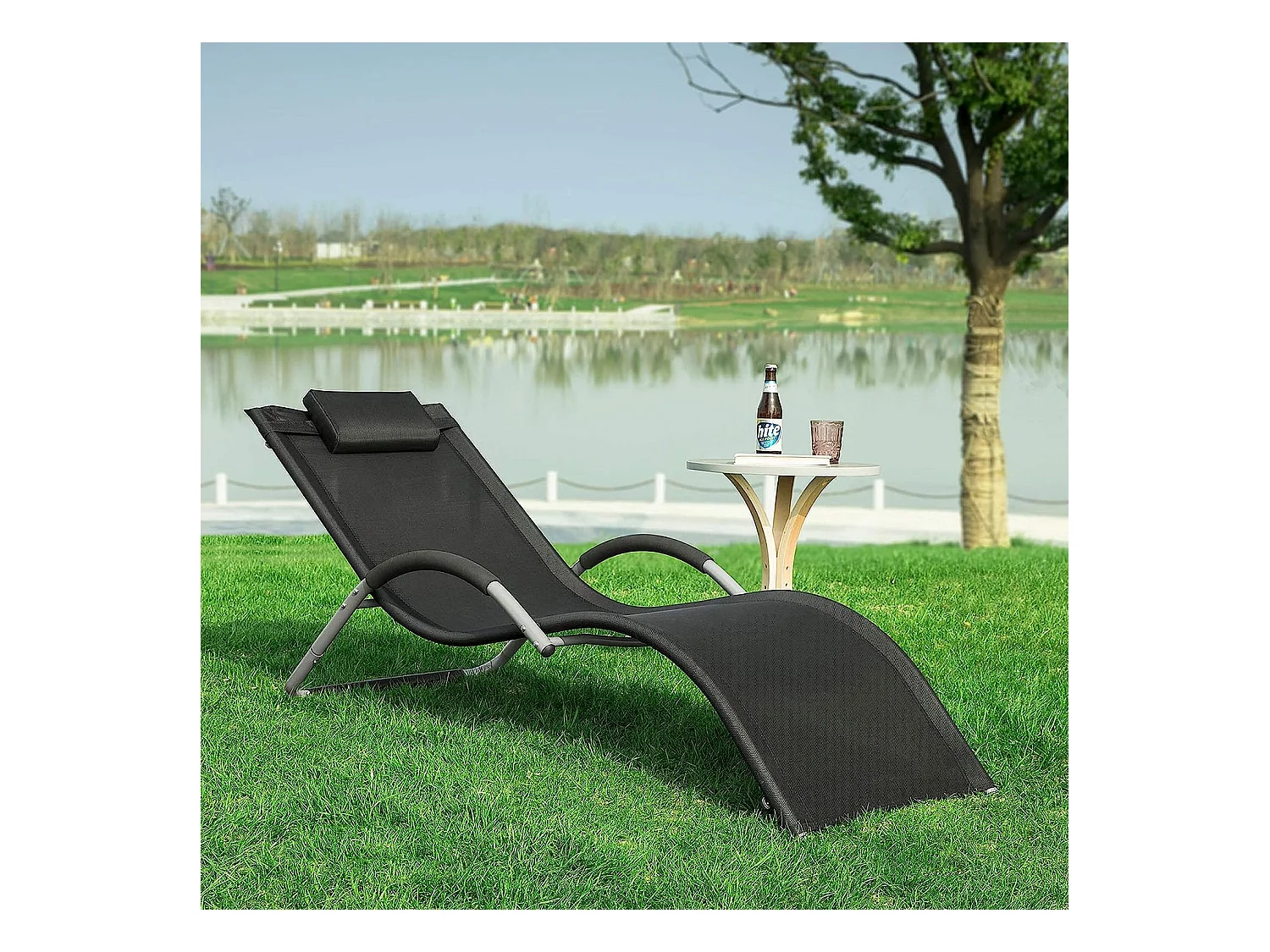 Gartenliege OGS38-SCH 56 x 67 x 165 cm Schwarz