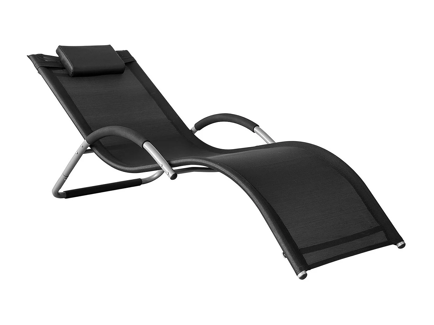 SoBuy OGS38-SCH Chaise Longue Transat de Jardin Bascule avec Appui-tête | Prévente
