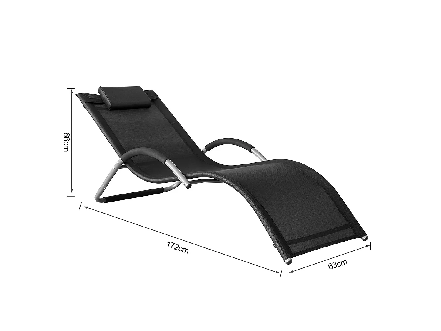 Gartenliege OGS38-SCH 56 x 67 x 165 cm Schwarz