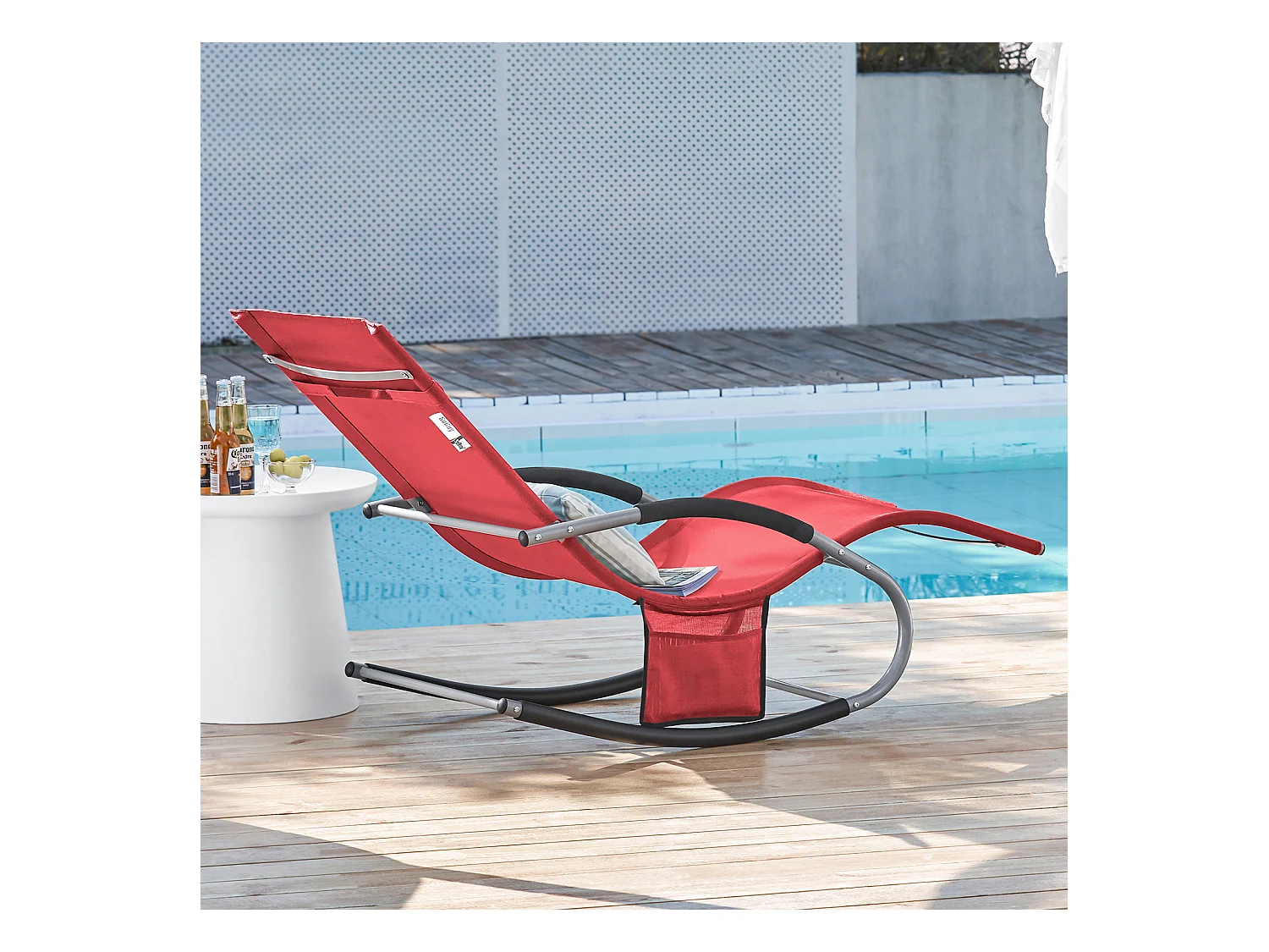 Gartenliege OGS28-R 62 x 86 x 158 cm Rot