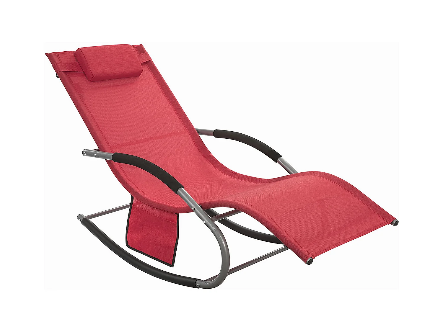 SoBuy OGS28-R Comfortabele ligstoel Swingstoel Schommelligstoel Zonnebed - Tuin - Terras - Rood