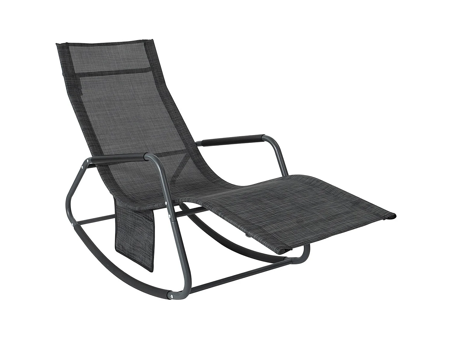 Fauteuil à Bascule Transat de Relaxation Chaise Longue Bain de Soleil Rocking Chair – avec Pochette latérale et Repose-Pieds,SoBuy OGS47-MS