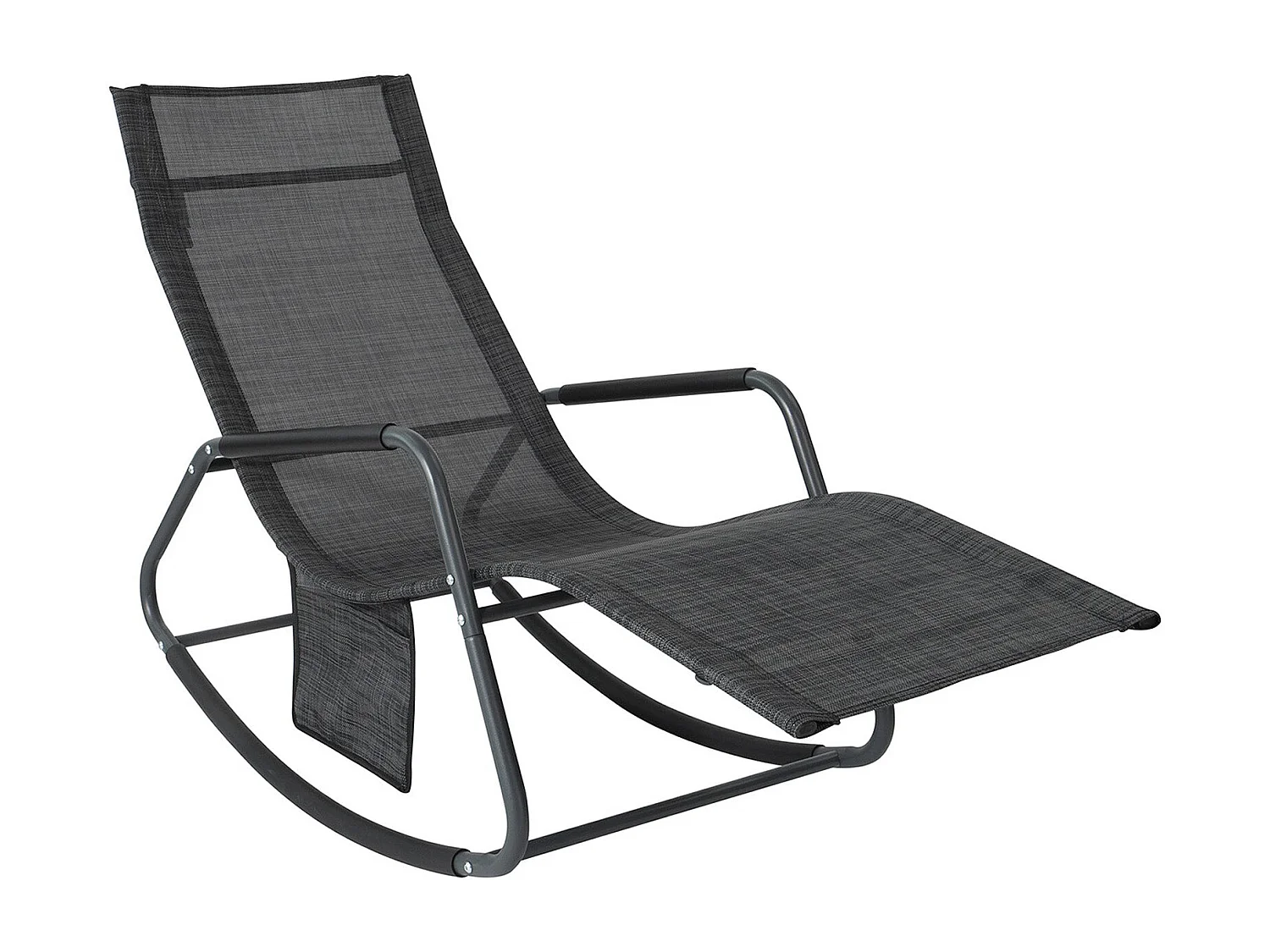 SoBuy Poltrona a Dondolo da Giardino Sedia a Dondolo Esterno con Tasca Laterale Portata Fino a 150 kg Grigio Scuro OGS47-MS