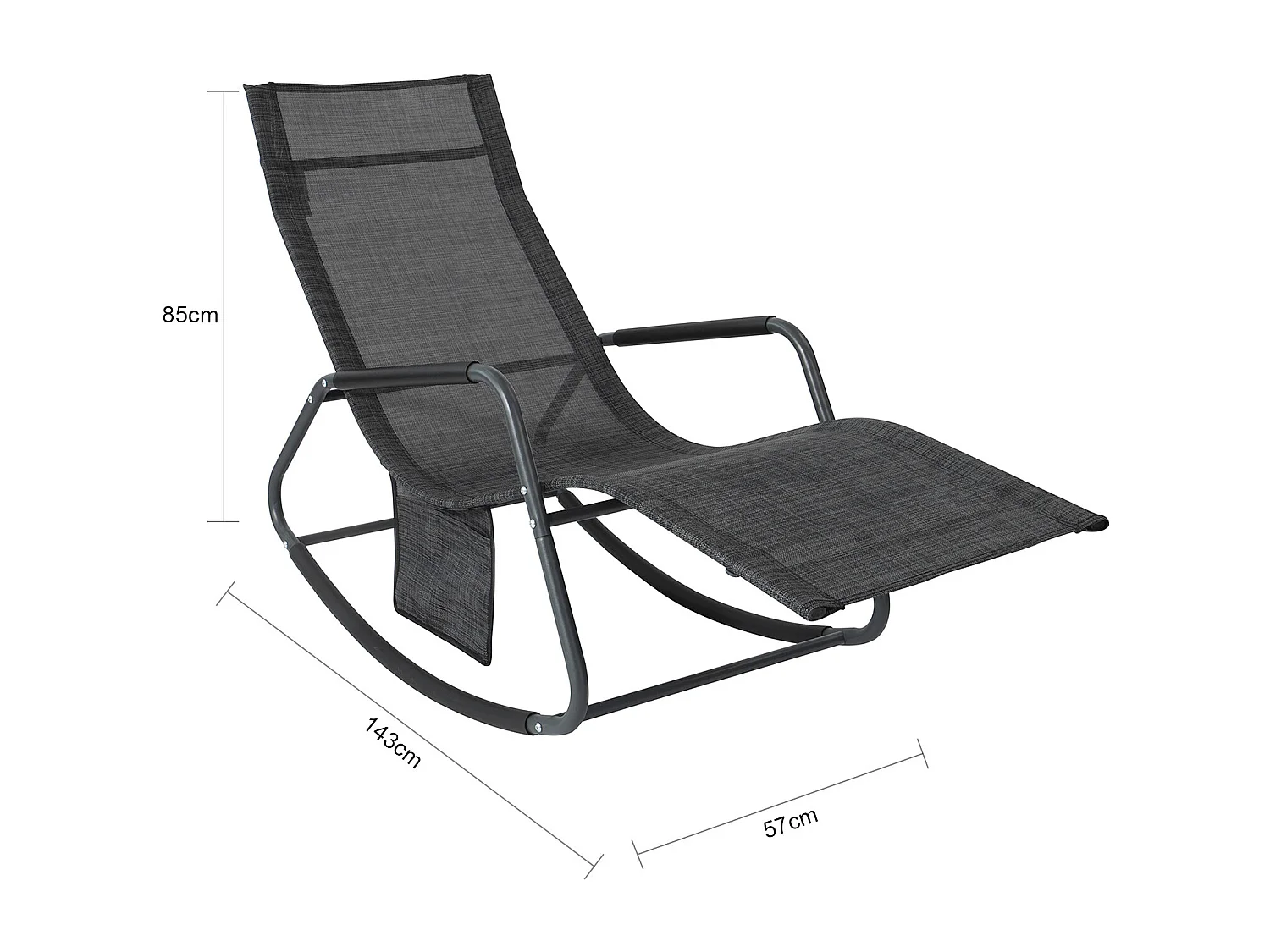 SoBuy Poltrona a Dondolo da Giardino Sedia a Dondolo Esterno con Tasca Laterale Portata Fino a 150 kg Grigio Scuro OGS47-MS