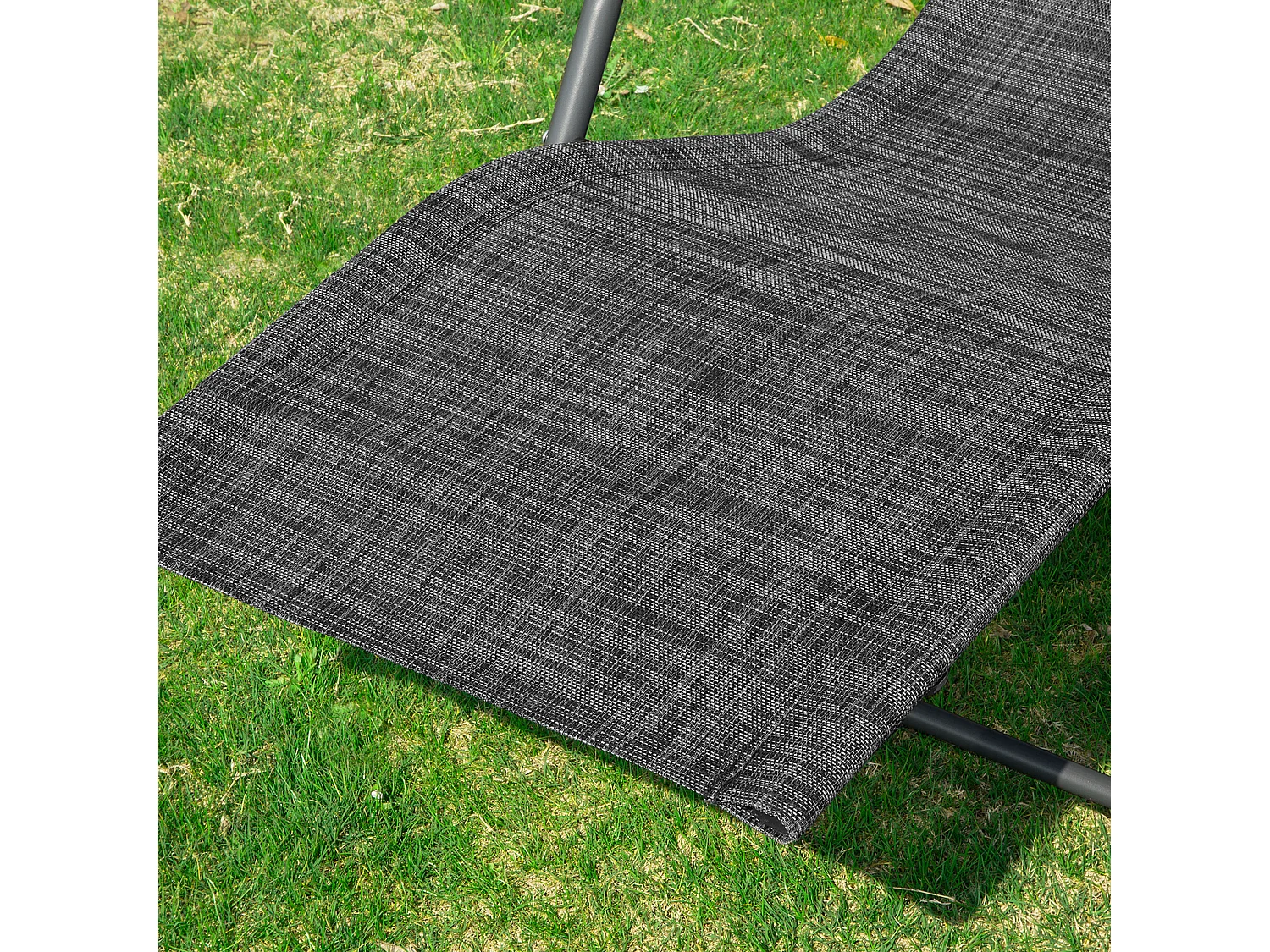 SoBuy Poltrona a Dondolo da Giardino Sedia a Dondolo Esterno con Tasca Laterale Portata Fino a 150 kg Grigio Scuro OGS47-MS