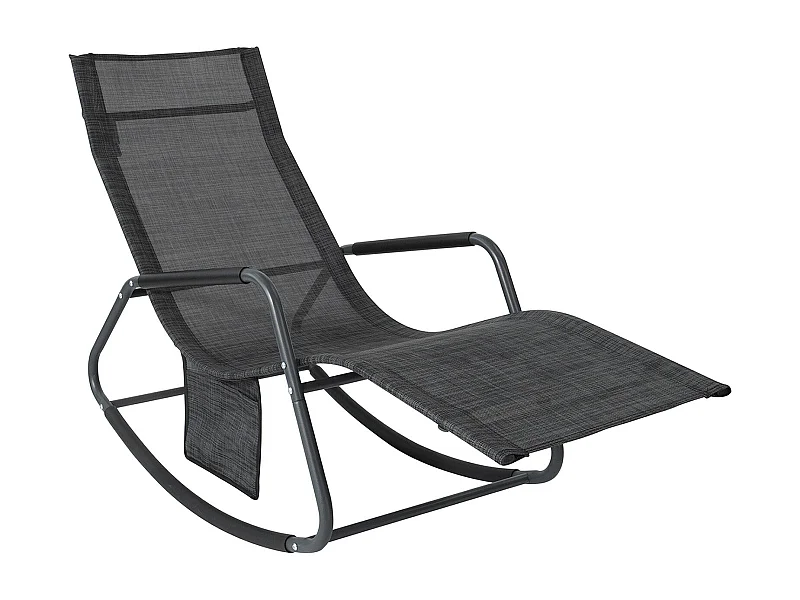 SoBuy Poltrona a Dondolo da Giardino Sedia a Dondolo Esterno con Tasca Laterale Portata Fino a 150 kg Grigio Scuro OGS47-MS