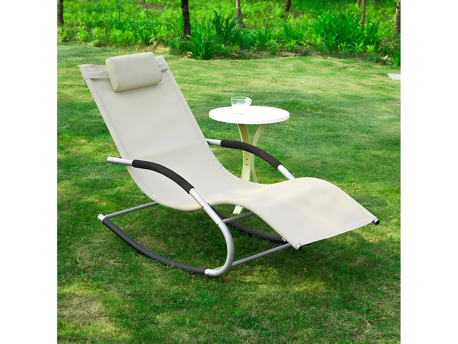 Gartenliege OGS28-MI 62 x 86 x 158 cm Beige