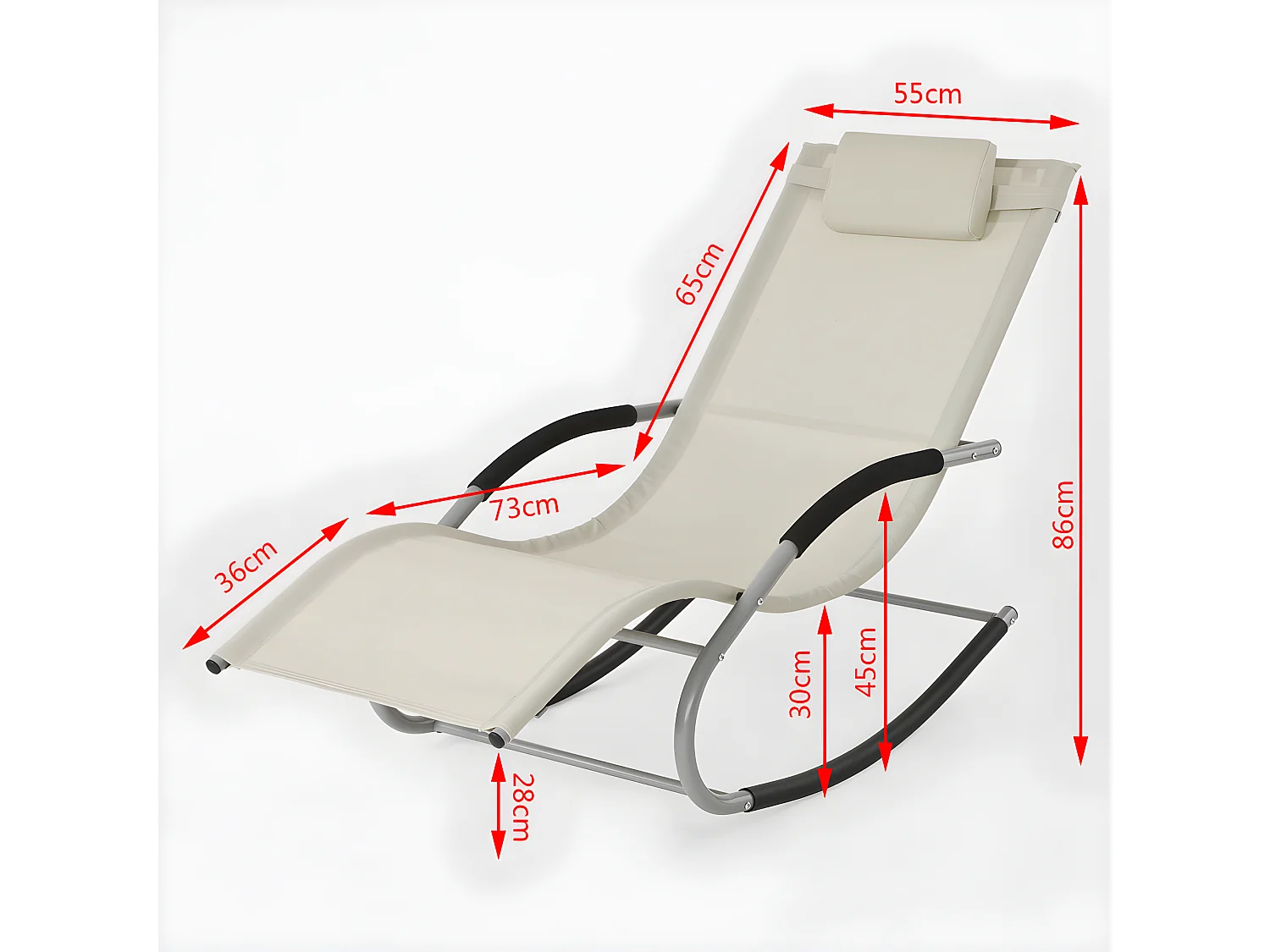 Jardín Mecedora con reposapiés, Hamaca de jardín, Tumbona ergonómica, Beige Beige OGS28-MI SoBuy ES