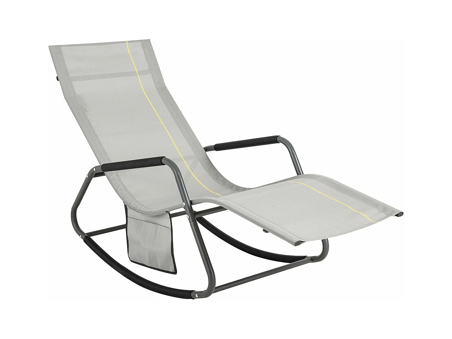 SoBuy OGS47-HG Fauteuil à Bascule Adulte, Chaise Longue, Transat Relaxation Ergonomique avec Pochette Latérale | Prévente