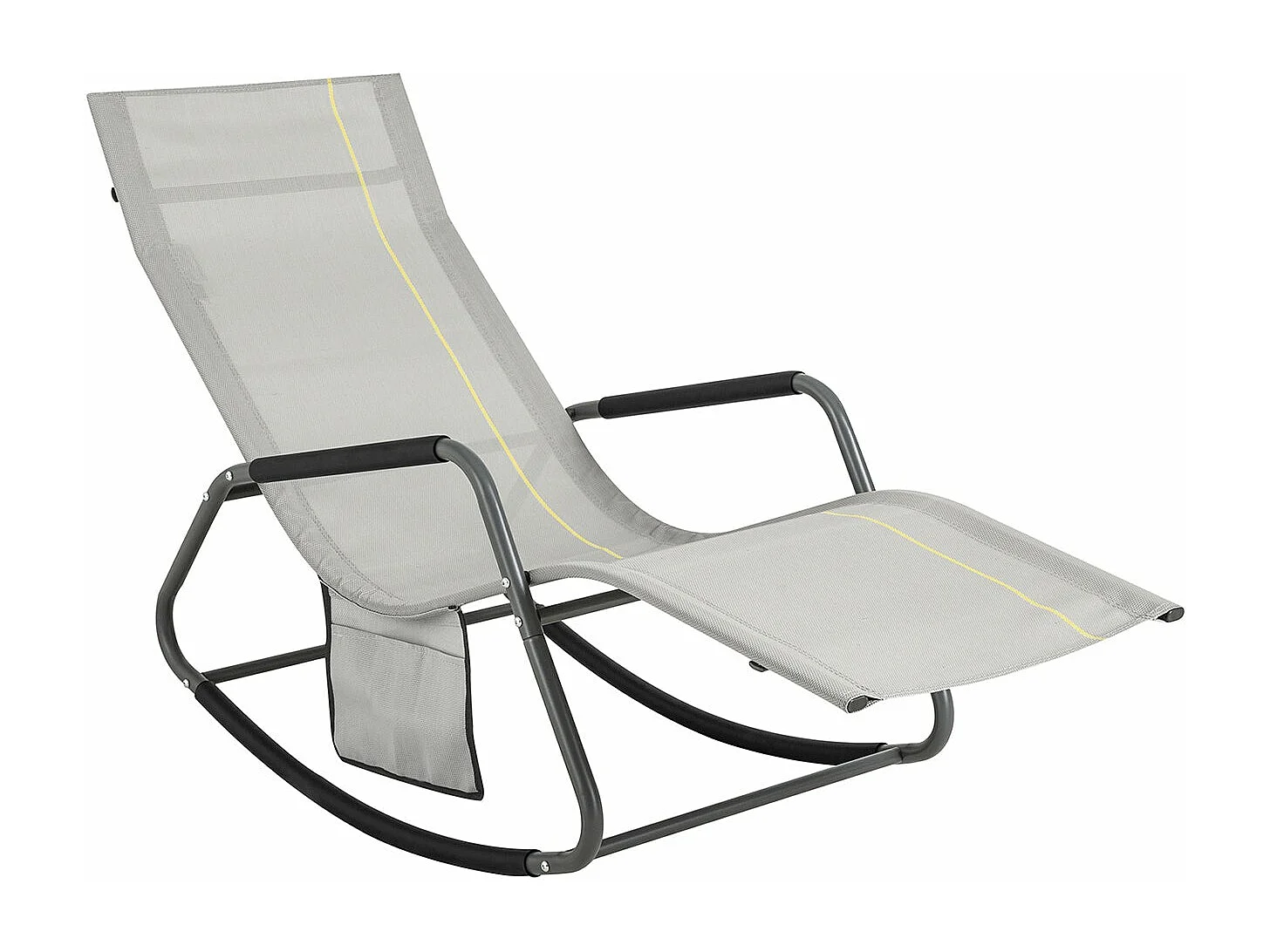 SoBuy OGS47-HG Fauteuil à Bascule Adulte, Chaise Longue, Transat Relaxation Ergonomique avec Pochette Latérale | Prévente