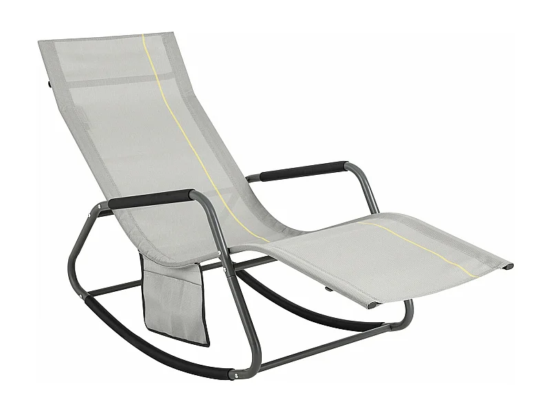 SoBuy OGS47-HG Fauteuil à Bascule Adulte, Chaise Longue, Transat Relaxation Ergonomique avec Pochette Latérale | Prévente
