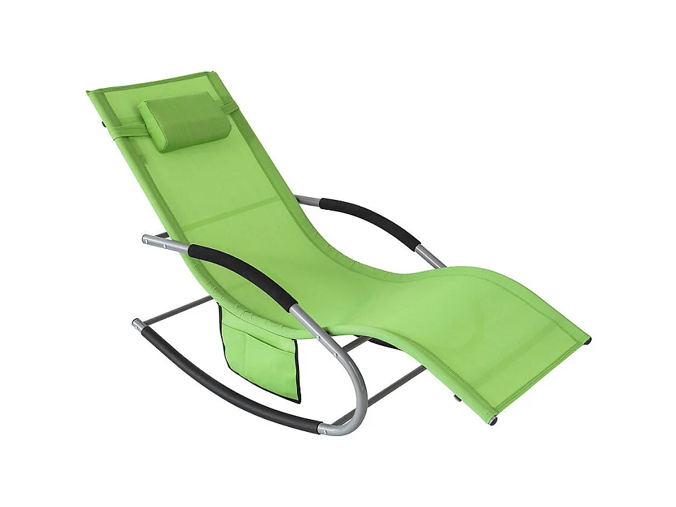 Bain de Soleil Chaise Longue Fauteuil à Bascule avec Appui-tête et Pochette latérale,SoBuy OGS28-GR