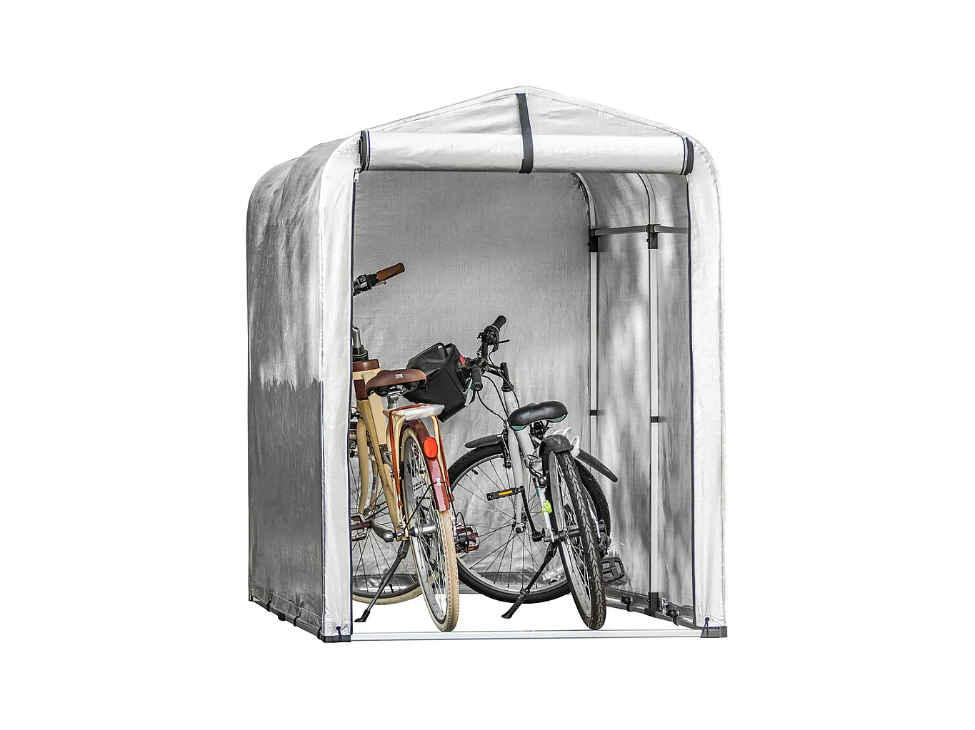 SoBuy Tuinhuisje Multifunctionele opslagtent Fietsenstalling Garage voor buiten in zilverkleur, 120x176x163 cm, KLS11