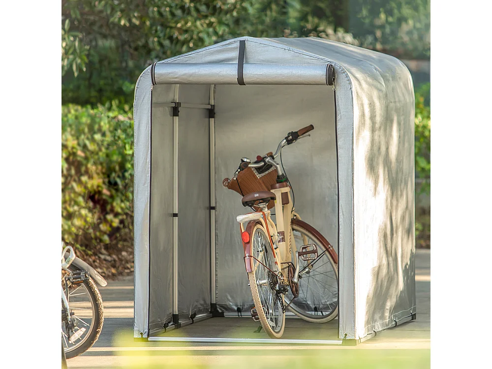 SoBuy Abri de Jardin Tente de Stockage Multifonctionnel Abri de Vélo Garage pour Extérieur en Couleur d’Argent, 120x176x163 cm, KLS11