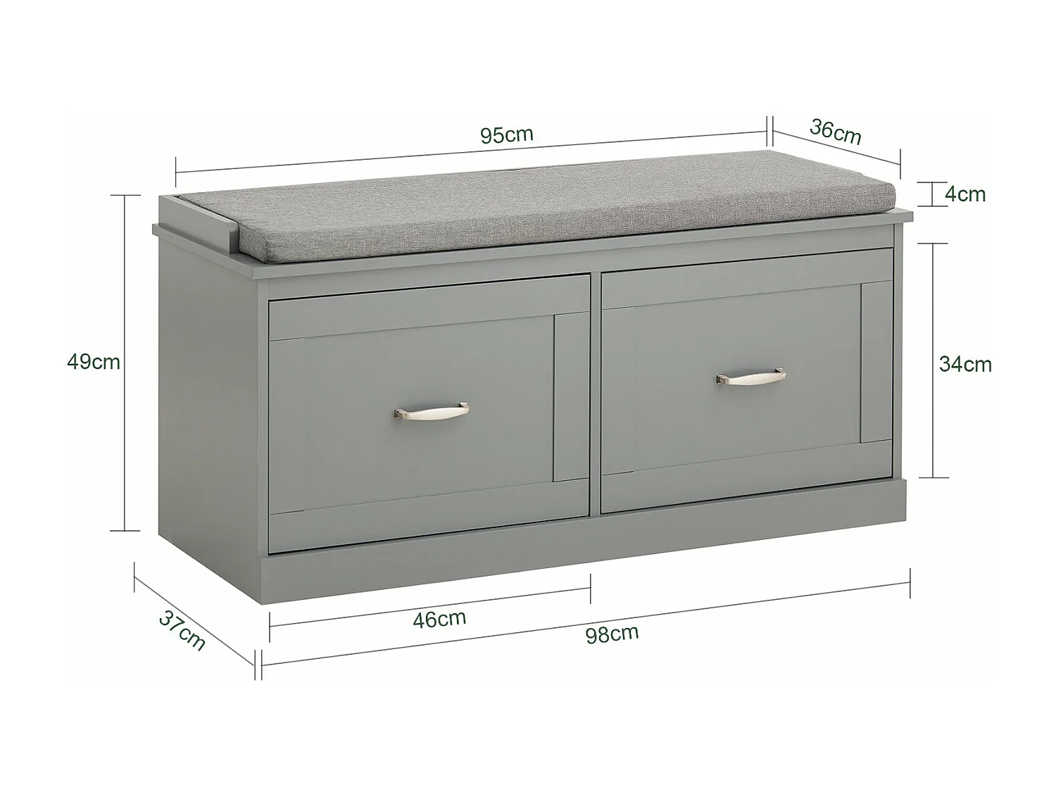 Schuhbank FSR131-HG 98 x 98 x 37 cm Grau