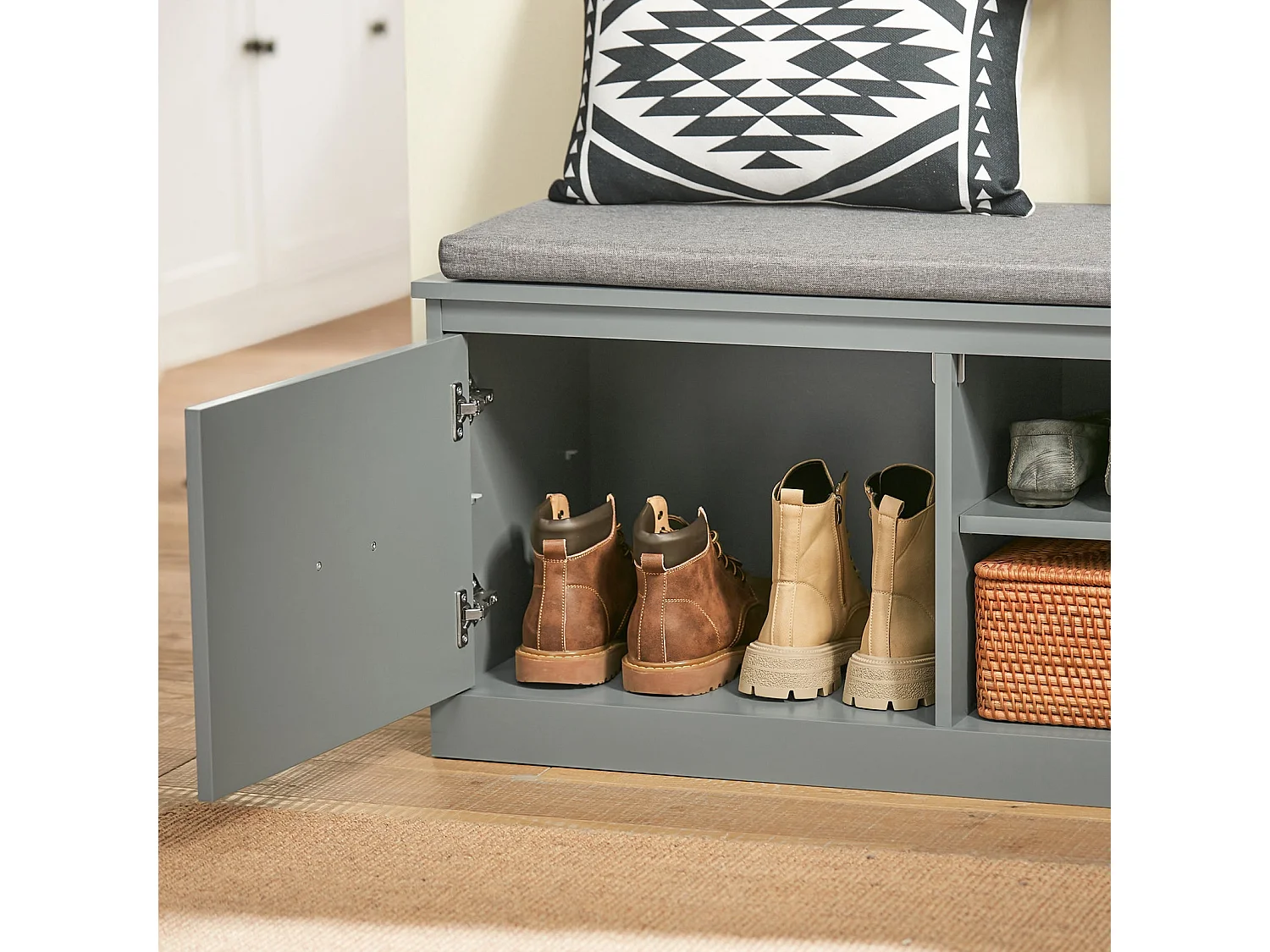 Schuhbank FSR131-HG 98 x 98 x 37 cm Grau