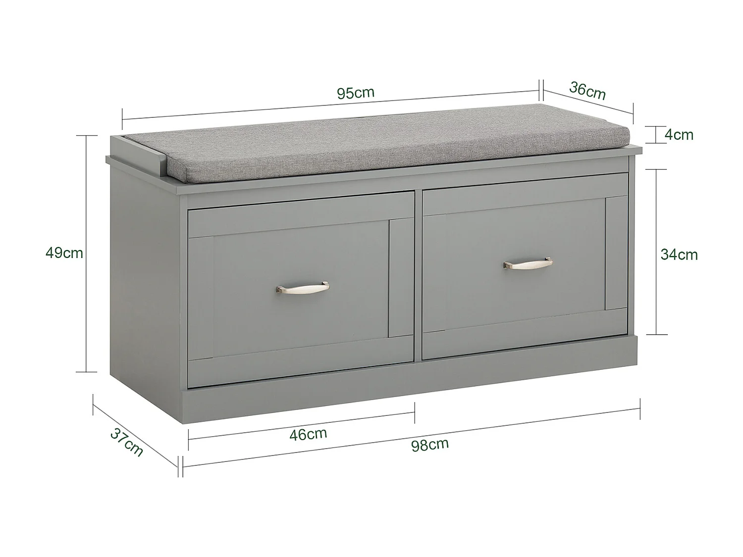 Schuhbank FSR131-HG 98 x 98 x 37 cm Grau