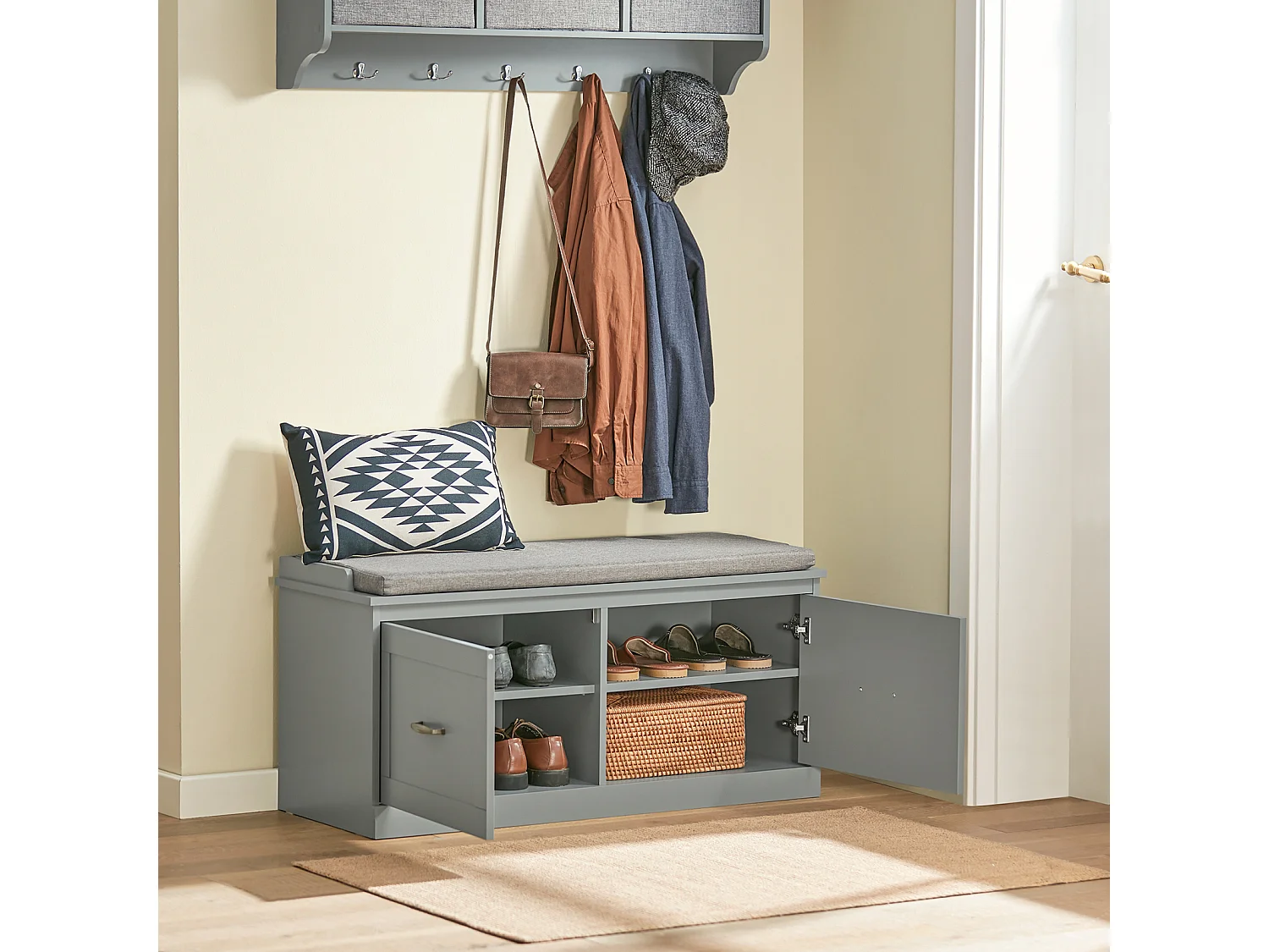 Schuhbank FSR131-HG 98 x 98 x 37 cm Grau