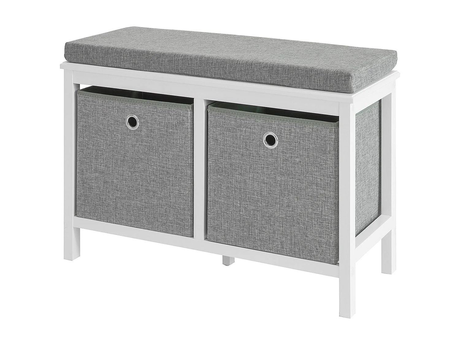 SoBuy Panca scarpiera Cassapanca da Interno Mobile Bagno con 2 cestini Bianco e Grigio L70*P30*A50cm FSR81-HG