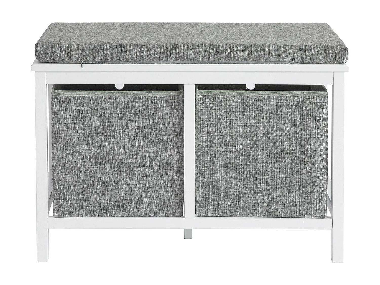 SoBuy Panca scarpiera Cassapanca da Interno Mobile Bagno con 2 cestini Bianco e Grigio L70*P30*A50cm FSR81-HG