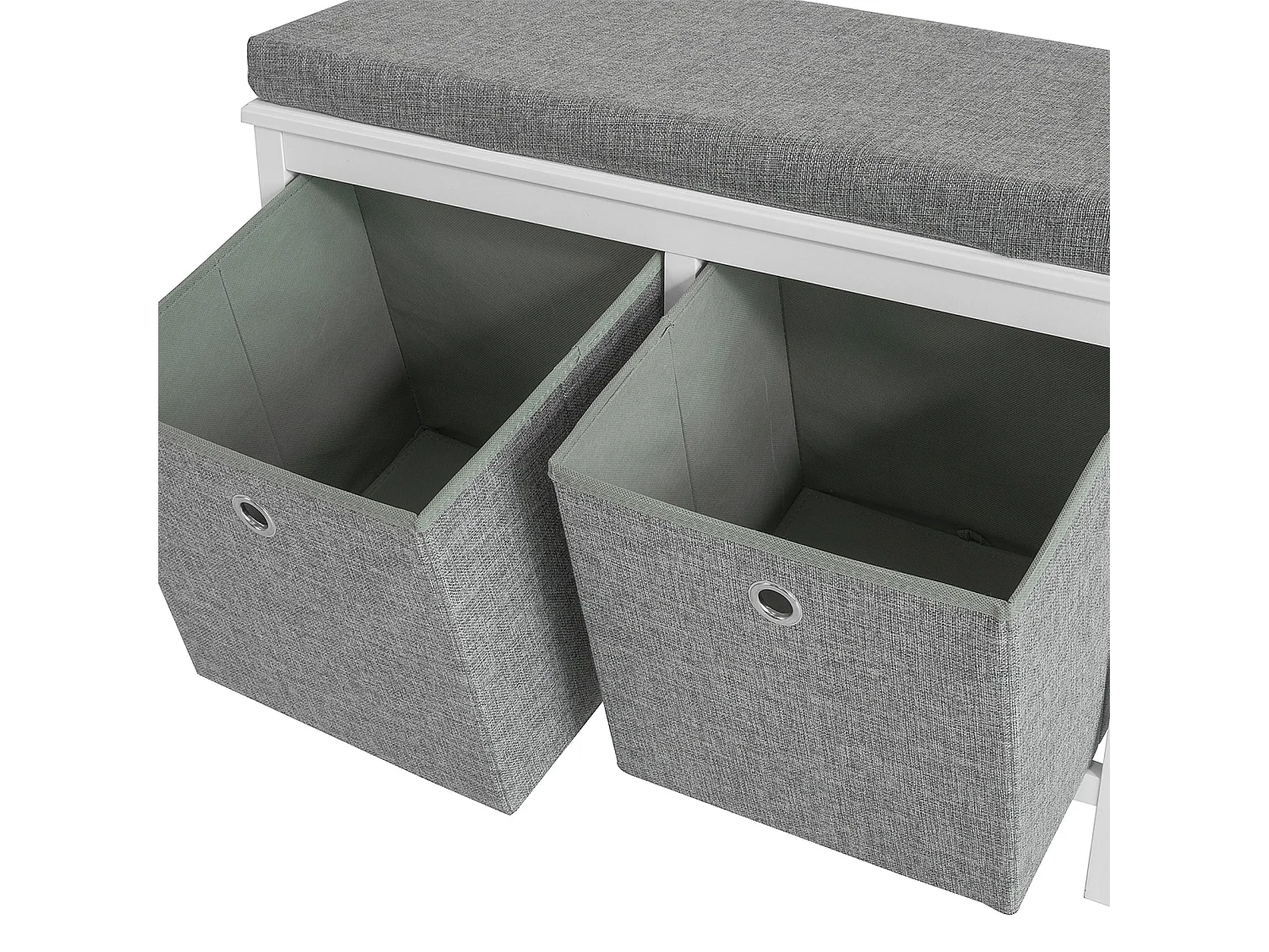 SoBuy Panca scarpiera Cassapanca da Interno Mobile Bagno con 2 cestini Bianco e Grigio L70*P30*A50cm FSR81-HG