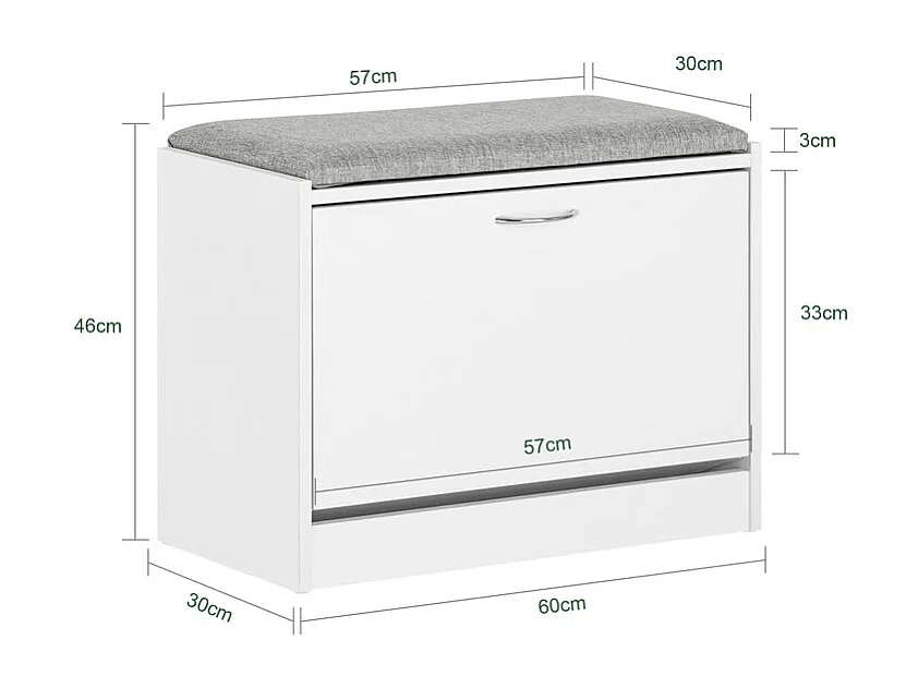 SoBuy Scarpiera Panca Scarpiera Portascarpe Con Seduta Grigio Profondità30cm FSR16-HG