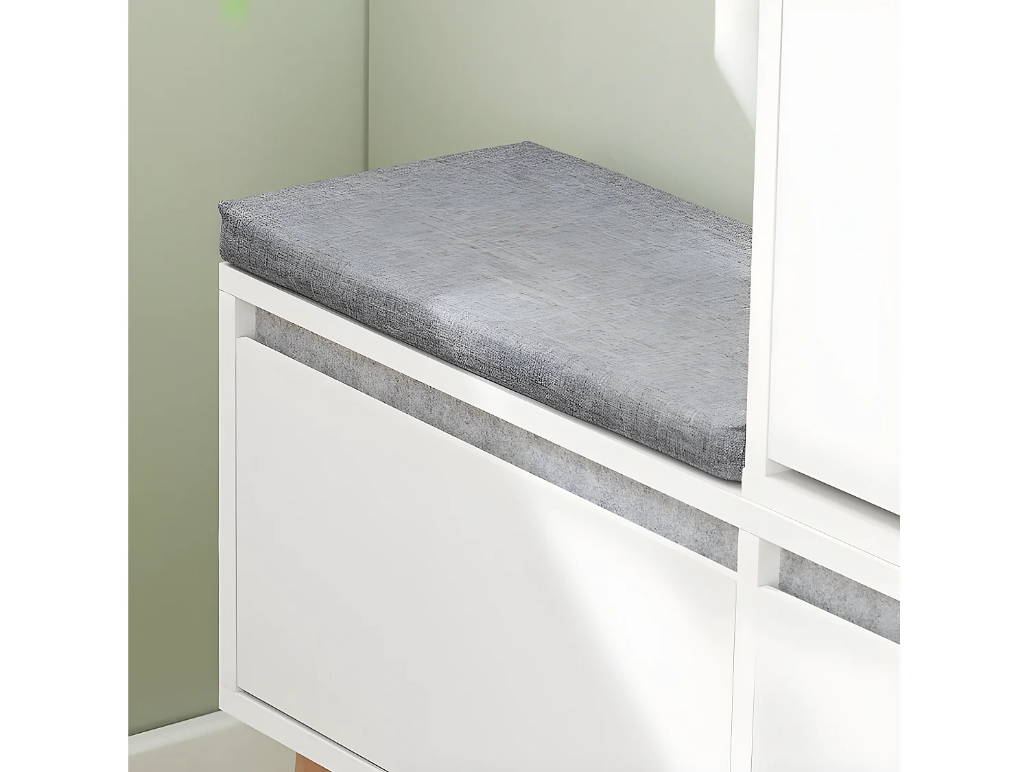 Meuble à Chaussures, Armoire à Chaussures avec 1 Banc de Rangement Amovible sur Pieds, FSR134-W