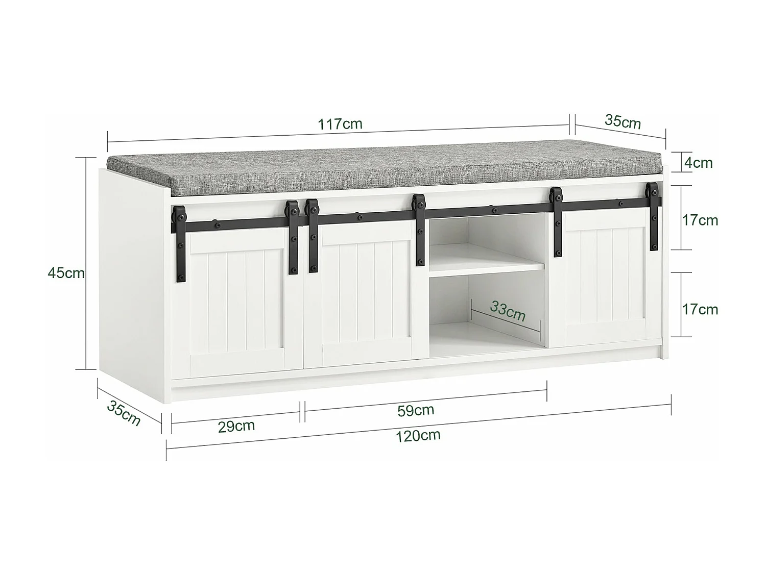 Ławka na buty z drzwiami przesuwnymi FSR133-W