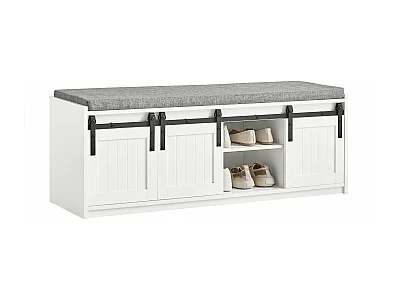 Scarpiera con seduta Panca con vano contenitore scarpiera con ante scorrevoli 120x35x45cm FSR133-W SoBuy