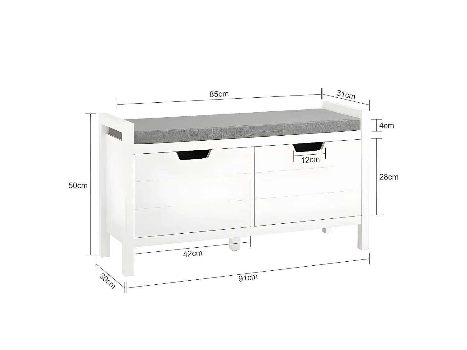 Mueble recibidor Zapatero con Perchero Gris+Blanco, FSR63-W+FRG282-W SoBuy ES