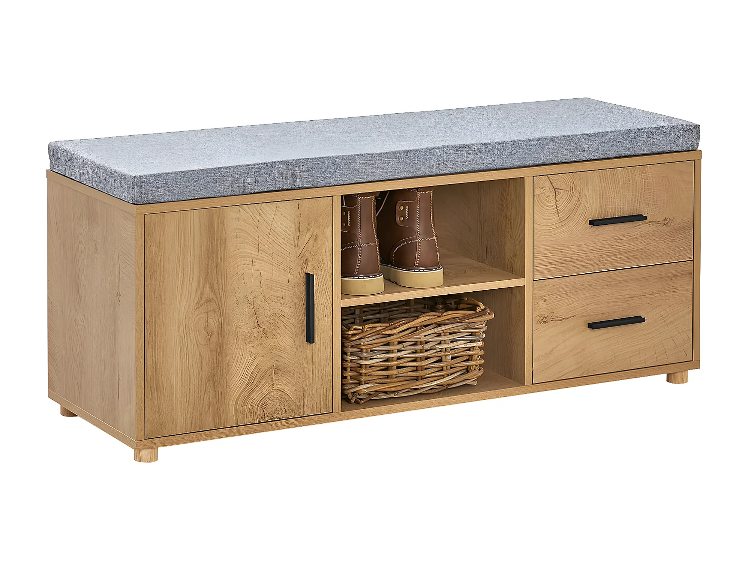 SoBuy FSR148-N Schoenenbank Schoenenkast Schoenenrek Entree Lage Kast met 2 Planken, 1 Deur en 2 Lades