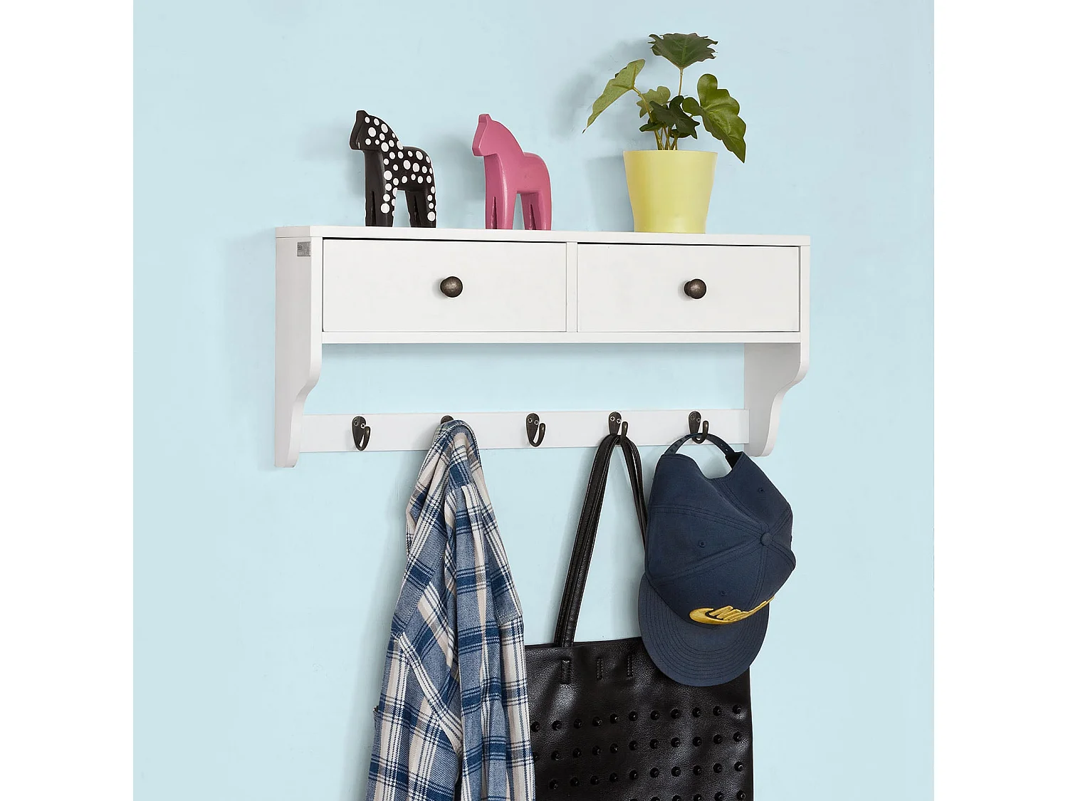 Mueble Recibidor Banco Zapatero con Perchero,Blanco,FSR23-K-W+FRG178-W SoBuy ES (Zapatero+Estante)