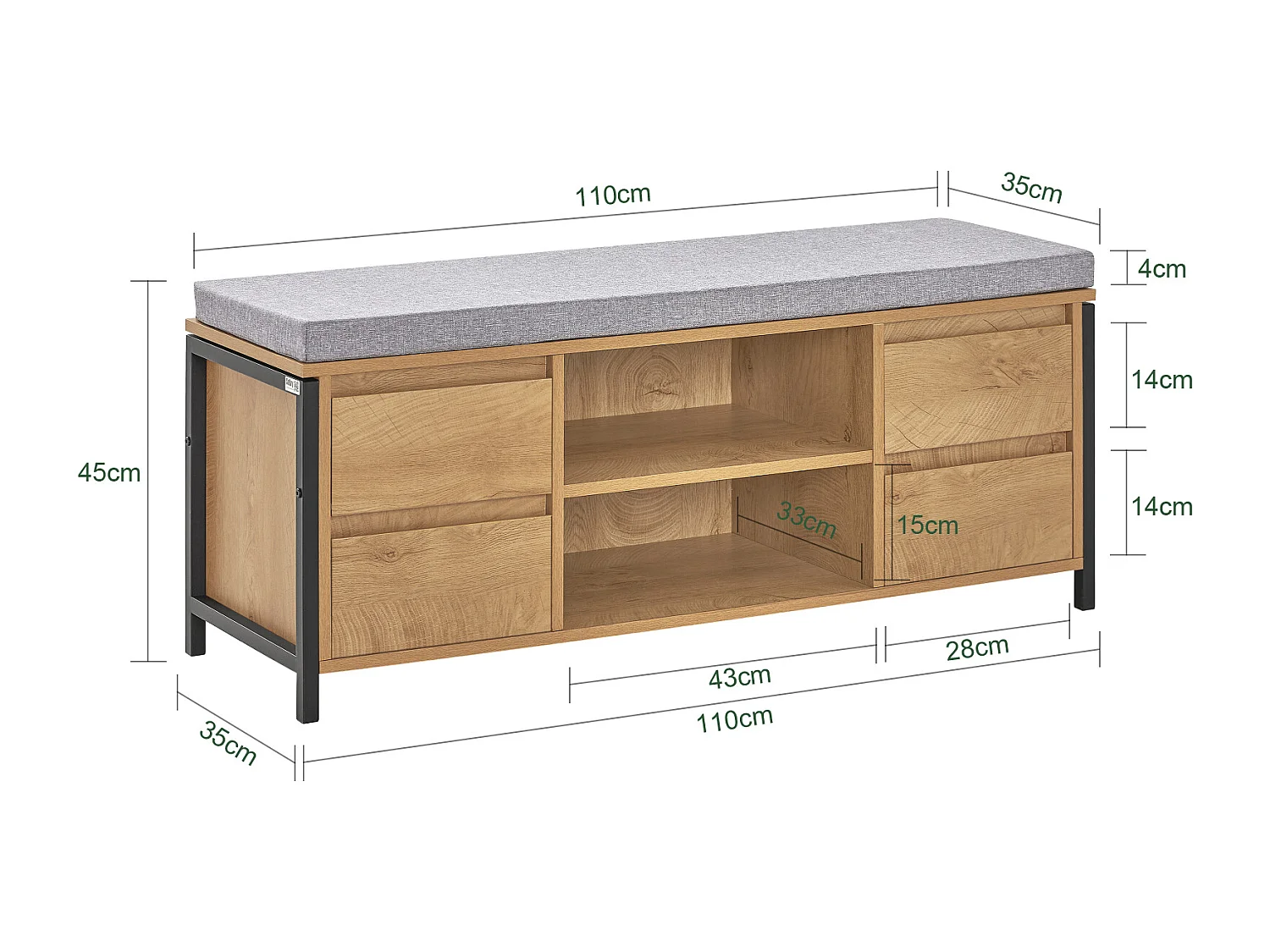 SoBuy Armário de sapatos com prateleira, banco, Banco com sapateira FSR149-N