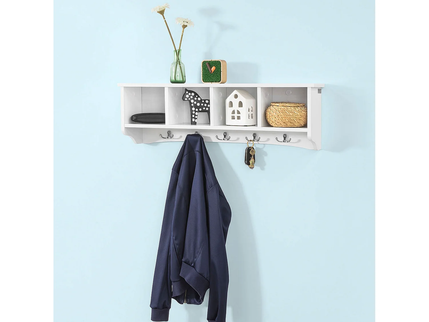 Mueble recibidor Zapatero con Perchero,Blanco,FSR63-W+FRG48-L-W SoBuy ES (Zapatero+Perchero)