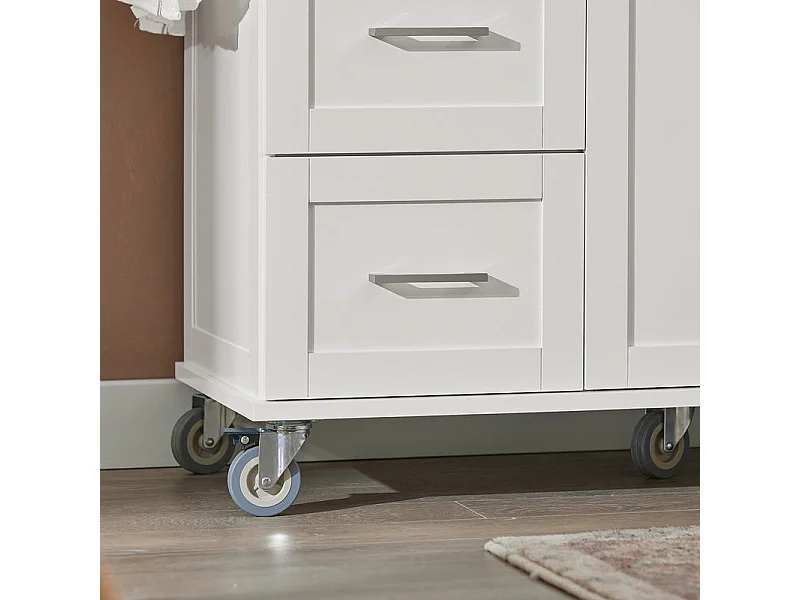 SoBuy FKW30-II-W Desserte sur roulettes, Meuble Chariot de Cuisine de Service Roulant avec 3 tiroir et 1 Grande  Plateau en Acier INOX