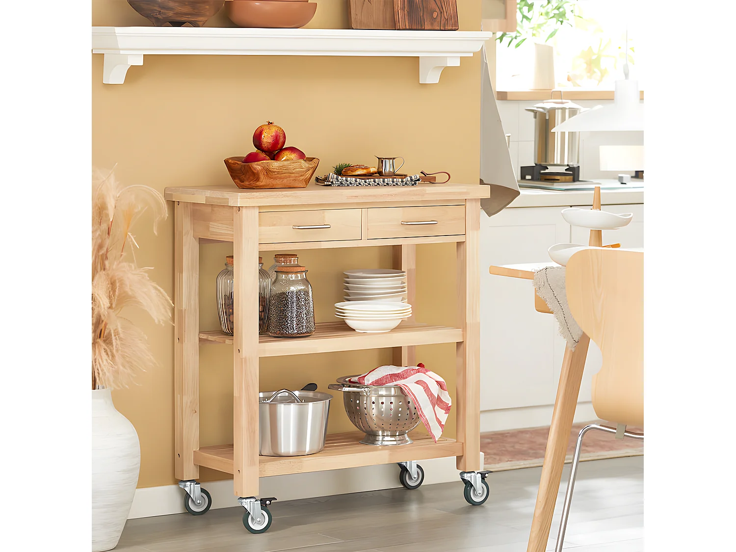 Carrito de server, Estantería de cocina, Carro de cocina,naturaleza  80  x 40 x 90cm FKW24-N SoBuy ES