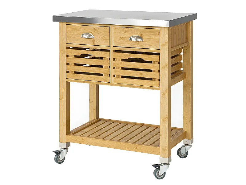 Carrito de Cocina con Piso de Acero, Estantería de Cocina, Carrito de Servir de Bambú, FKW40-N SoBuy ES