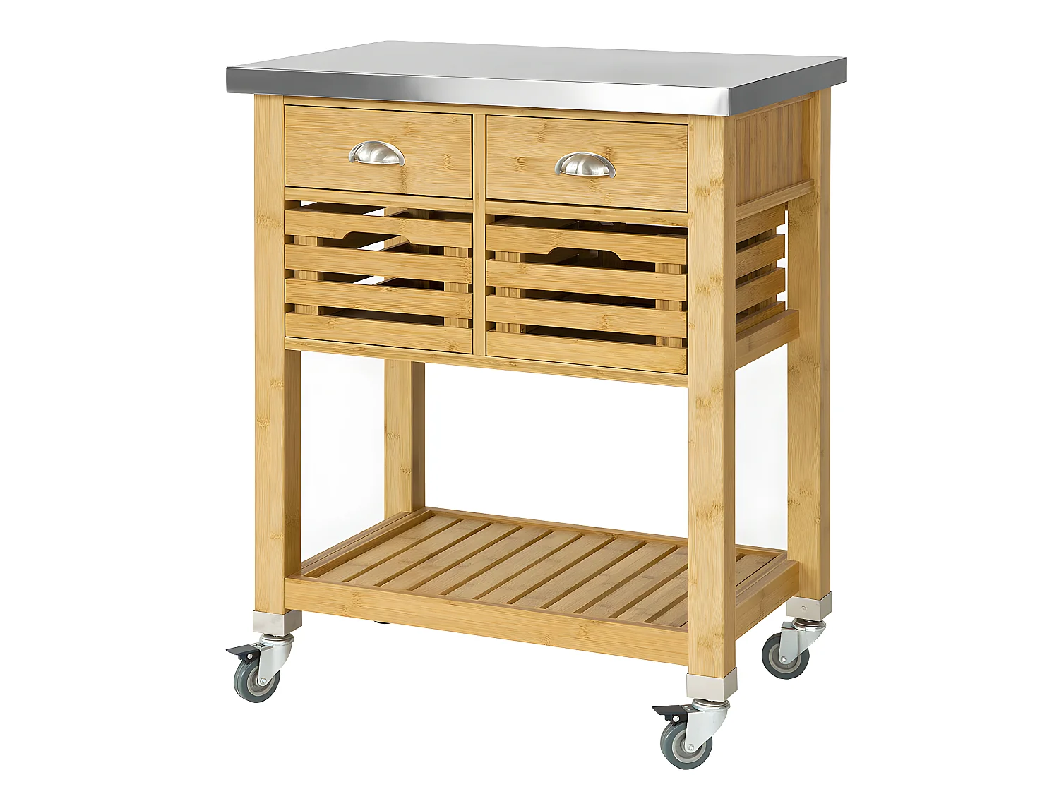 Carrito de Cocina con Piso de Acero, Estantería de Cocina, Carrito de Servir de Bambú, FKW40-N SoBuy ES