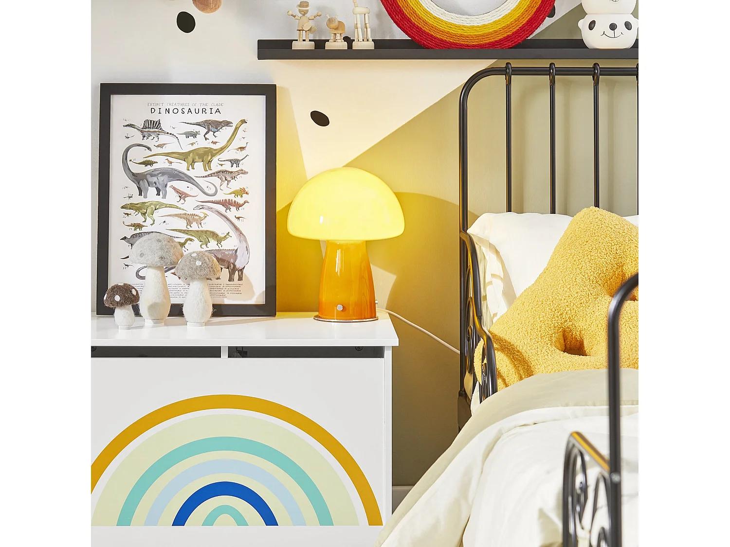 Coffre à Jouets pour Enfants, Boîte à Jouets avec Couvercle Rabattable, Motif arc-en-ciel, KMB70-W