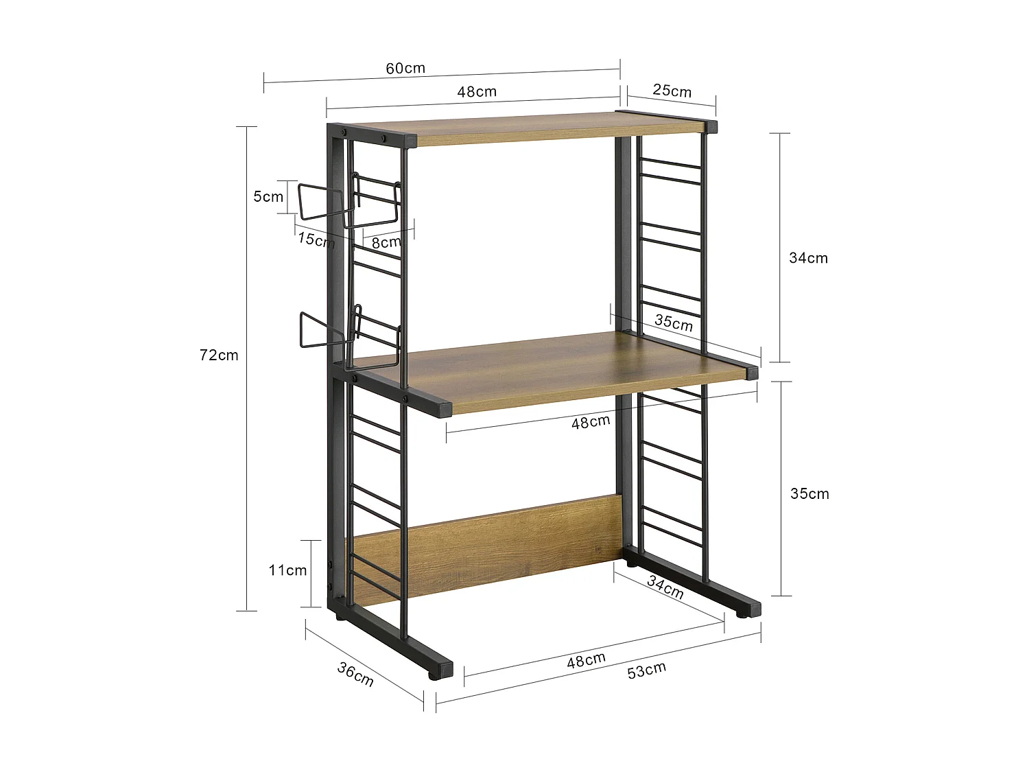 SoBuy KCR08-PF Keuken Magnetron Planken Dubbel Magnetron Rek Magnetron Plank 2 Tier Keuken Plank, Ijzeren Frame, Max Belasting 40kg