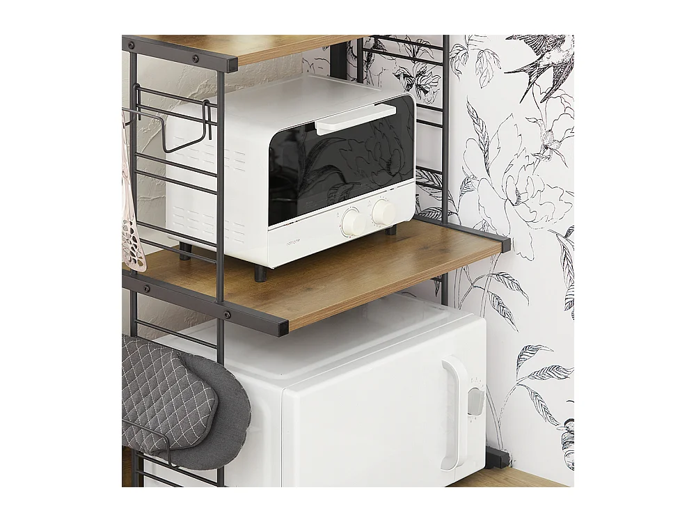 SoBuy KCR08-PF Keuken Magnetron Planken Dubbel Magnetron Rek Magnetron Plank 2 Tier Keuken Plank, Ijzeren Frame, Max Belasting 40kg