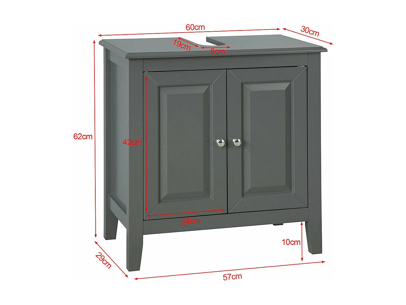 Armario para el Debajo del Lavado,2 Puertas,L 60 x P 30 x H 62 cm FRG202-DG SoBuy ES