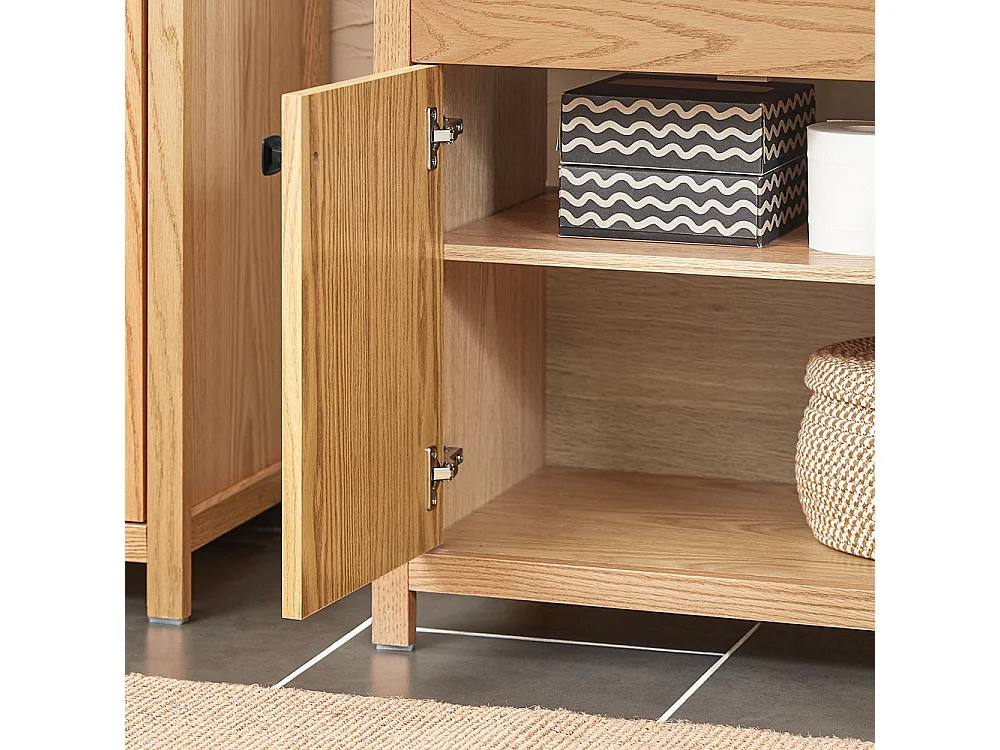 Meuble Sous-Lavabo, Meuble Sous-Vasque à 2 étages réglable et 2 Portes, BZR98-N