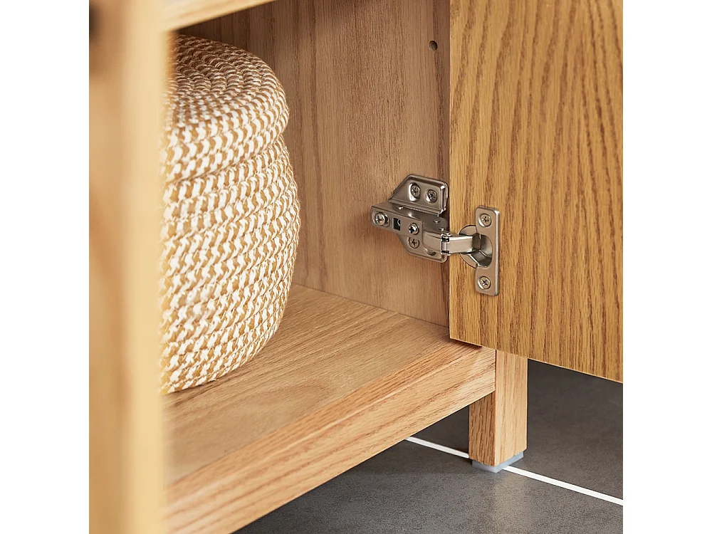 Meuble Sous-Lavabo, Meuble Sous-Vasque à 2 étages réglable et 2 Portes, BZR98-N