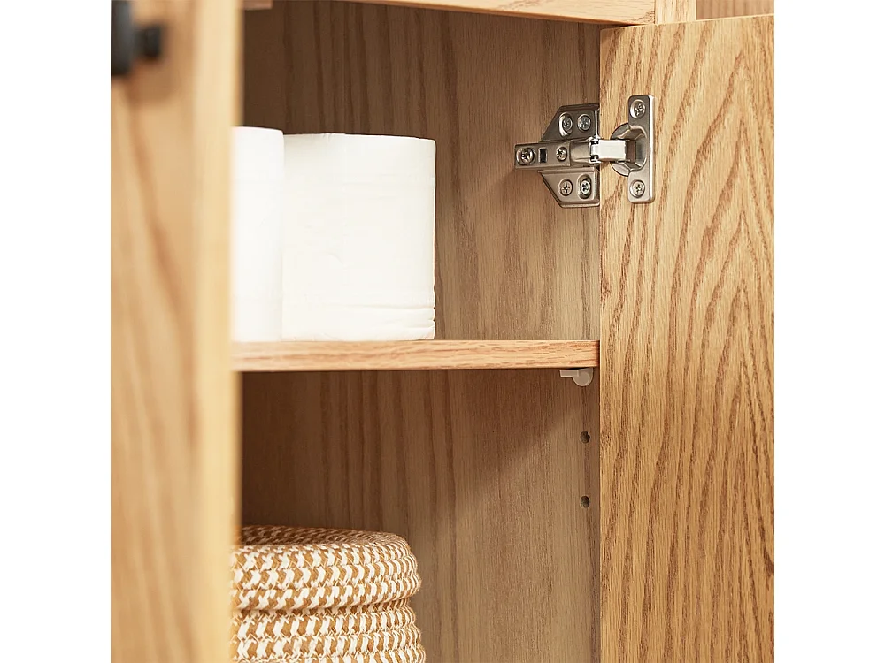 Meuble Sous-Lavabo, Meuble Sous-Vasque à 2 étages réglable et 2 Portes, BZR98-N