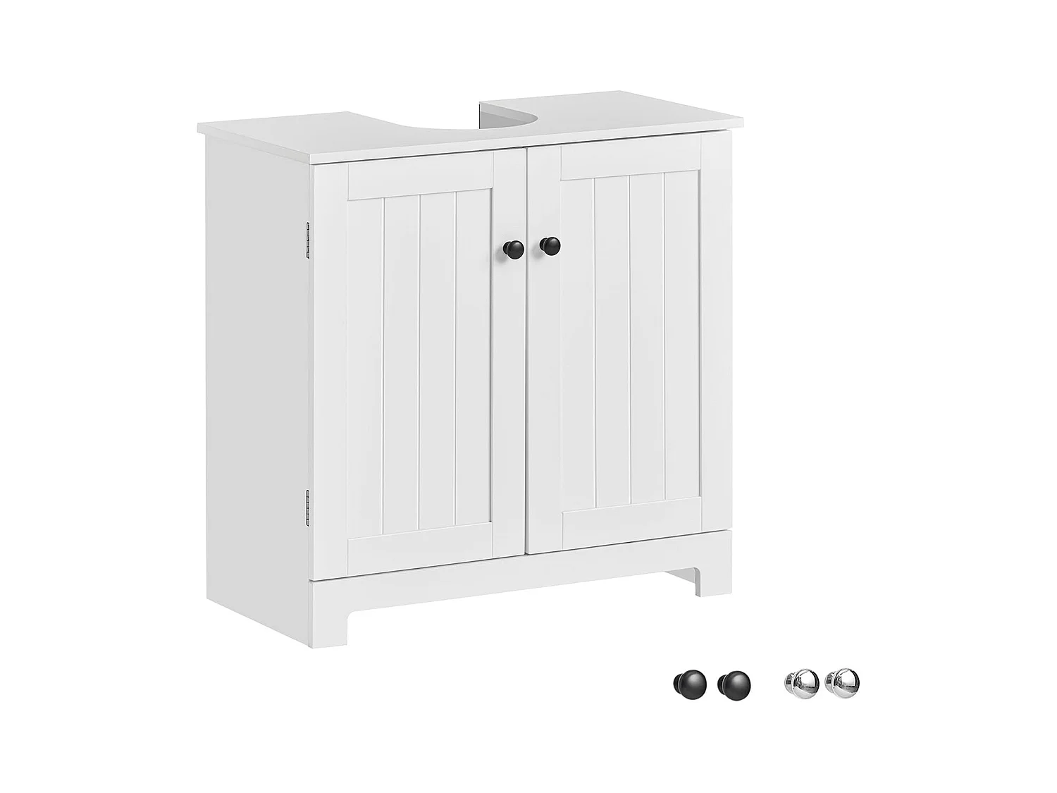 Meuble sous-Lavabo à 2 étages et 2 Portes Meuble de Rangement de Salle de Bain, BZR18-II-W